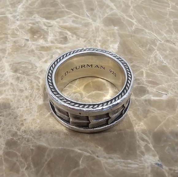 David Yurman Silver Band with Rope Detail